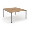 Connex back to back desks 1400mm x 1600mm silver frame beech top - SCO1416-S-B