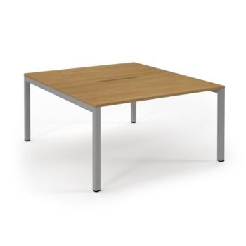 Connex back to back desks 1400mm x 1600mm silver frame oak top - SCO1416-S-O