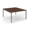 Connex back to back desks 1400mm x 1600mm silver frame walnut top - SCO1416-S-W