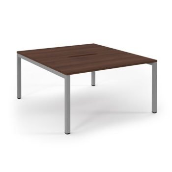 Connex back to back desks 1400mm x 1600mm silver frame walnut top - SCO1416-S-W