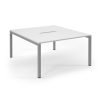 Connex back to back desks 1400mm x 1600mm silver frame white top - SCO1416-S-WH