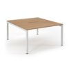 Connex back to back desks 1400mm x 1600mm white frame beech top - SCO1416-WH-B