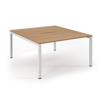 Connex back to back desks 1400mm x 1600mm white frame beech top - SCO1416-WH-B