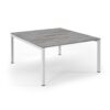 Connex back to back desks 1400mm x 1600mm white frame grey oak top - SCO1416-WH-GO