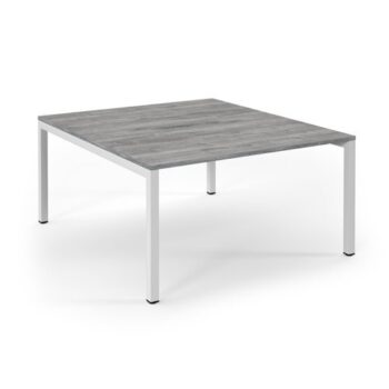 Connex back to back desks 1400mm x 1600mm white frame grey oak top - SCO1416-WH-GO