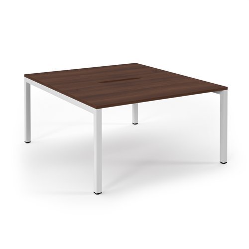 Connex back to back desks 1400mm x 1600mm white frame walnut top - SCO1416-WH-W