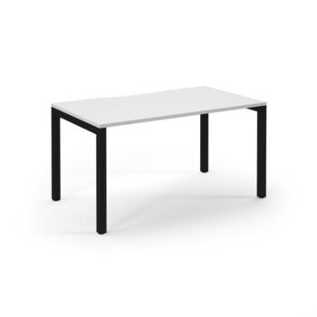 Connex single desk 1400mm x 800mm black frame white top - SCO148-K-WH