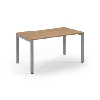 Connex single desk 1400mm x 800mm silver frame beech top - SCO148-S-B