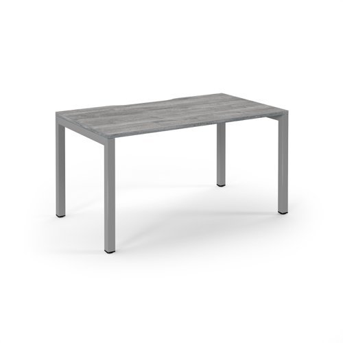 Connex single desk 1400mm x 800mm silver frame grey oak top - SCO148-S-GO