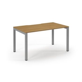 Connex single desk 1400mm x 800mm silver frame oak top - SCO148-S-O
