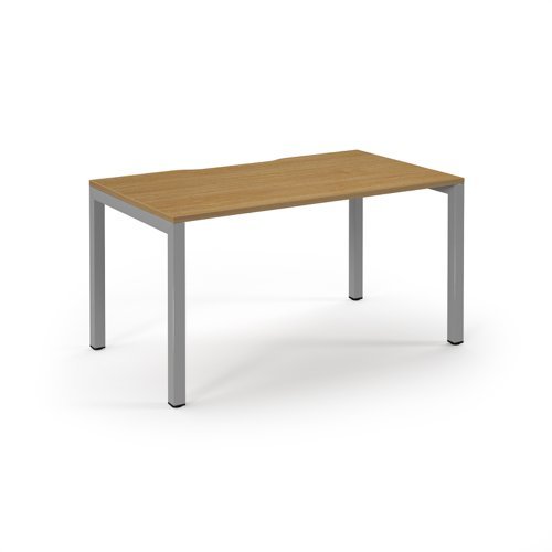 Connex single desk 1400mm x 800mm silver frame oak top - SCO148-S-O