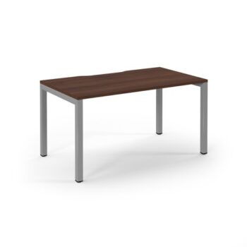 Connex single desk 1400mm x 800mm silver frame walnut top - SCO148-S-W