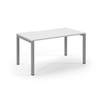 Connex single desk 1400mm x 800mm silver frame white top - SCO148-S-WH