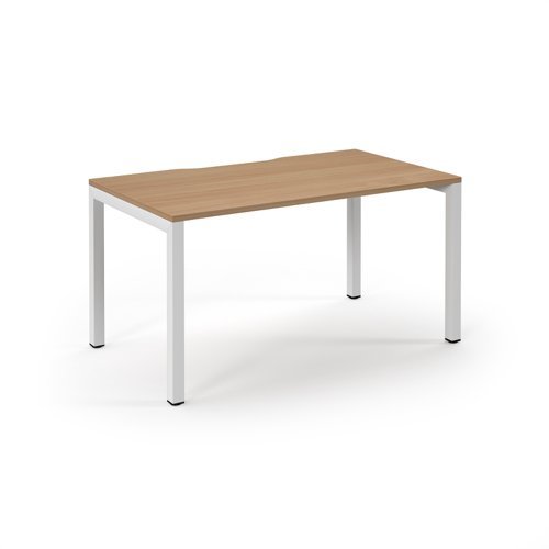 Connex single desk 1400mm x 800mm white frame beech top - SCO148-WH-B
