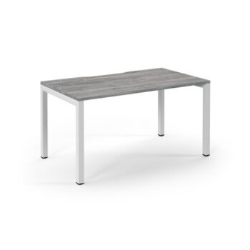 Connex single desk 1400mm x 800mm white frame grey oak top - SCO148-WH-GO