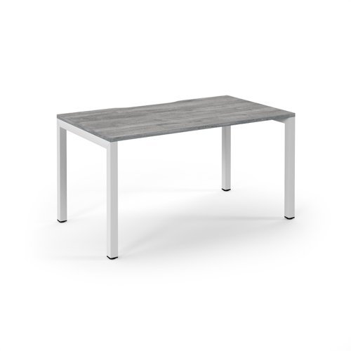 Connex single desk 1400mm x 800mm white frame grey oak top - SCO148-WH-GO