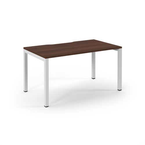 Connex single desk 1400mm x 800mm white frame walnut top - SCO148-WH-W