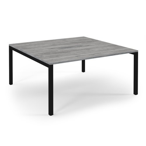 Connex back to back desks 1600mm x 1600mm black frame grey oak top - SCO1616-K-GO