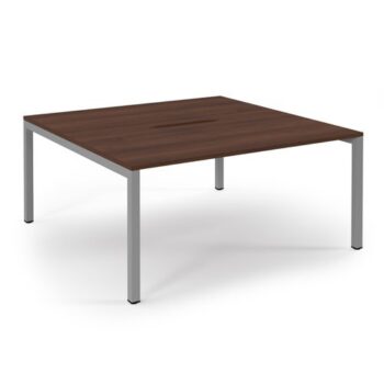 Connex back to back desks 1600mm x 1600mm silver frame walnut top - SCO1616-S-W