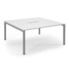 Connex back to back desks 1600mm x 1600mm silver frame white top - SCO1616-S-WH