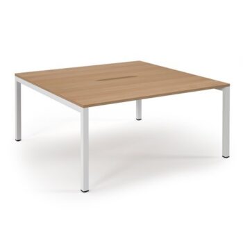 Connex back to back desks 1600mm x 1600mm white frame beech top - SCO1616-WH-B
