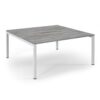 Connex back to back desks 1600mm x 1600mm white frame grey oak top - SCO1616-WH-GO