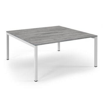 Connex back to back desks 1600mm x 1600mm white frame grey oak top - SCO1616-WH-GO