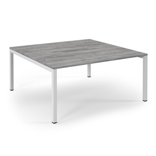 Connex back to back desks 1600mm x 1600mm white frame grey oak top - SCO1616-WH-GO