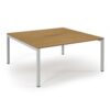 Connex back to back desks 1600mm x 1600mm white frame oak top - SCO1616-WH-O