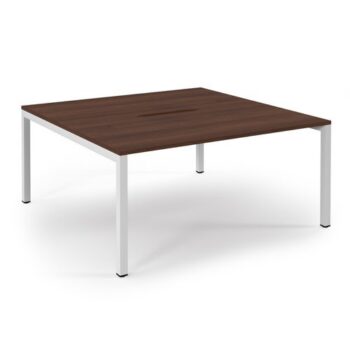 Connex back to back desks 1600mm x 1600mm white frame walnut top - SCO1616-WH-W