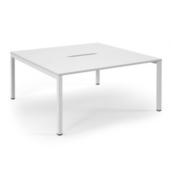 Connex back to back desks 1600mm x 1600mm white frame white top - SCO1616-WH-WH
