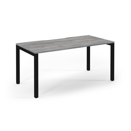 Connex single desk 1600mm x 800mm black frame grey oak top - SCO168-K-GO