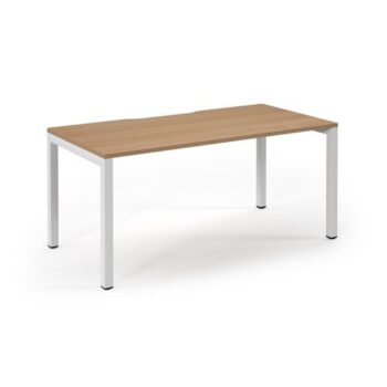 Connex single desk 1600mm x 800mm white frame beech top - SCO168-WH-B