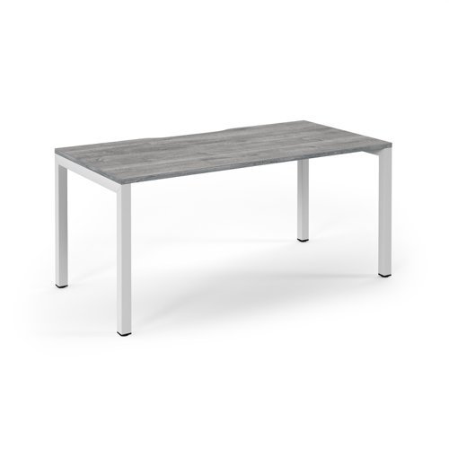 Connex single desk 1600mm x 800mm white frame grey oak top - SCO168-WH-GO