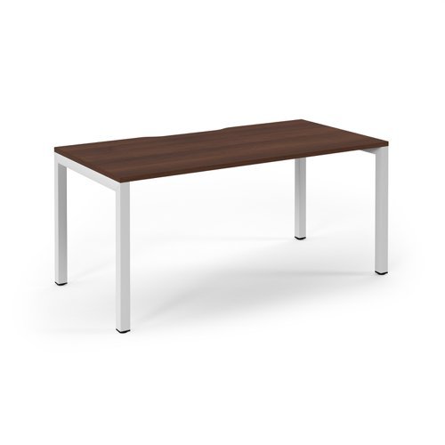 Connex single desk 1600mm x 800mm white frame walnut top - SCO168-WH-W