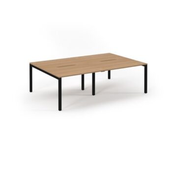 Connex double back to back desks 2400mm x 1600mm black frame beech top - SCO2416-K-B