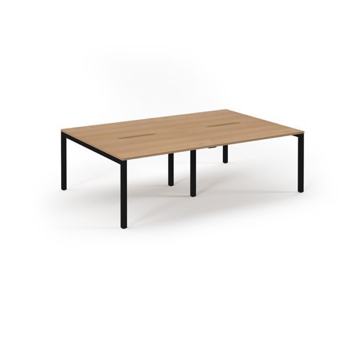 Connex double back to back desks 2400mm x 1600mm black frame beech top - SCO2416-K-B