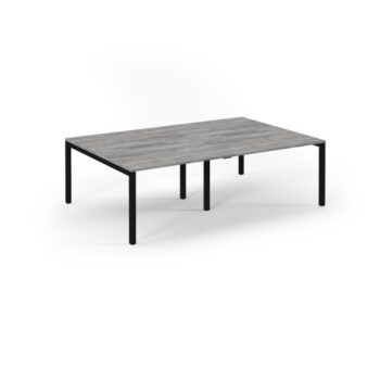 Connex double back to back desks 2400mm x 1600mm black frame grey oak top - SCO2416-K-GO