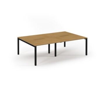 Connex double back to back desks 2400mm x 1600mm black frame oak top - SCO2416-K-O
