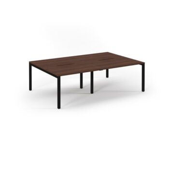 Connex double back to back desks 2400mm x 1600mm black frame walnut top - SCO2416-K-W