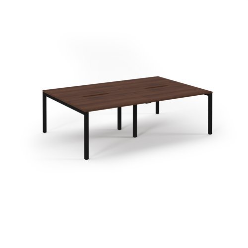Connex double back to back desks 2400mm x 1600mm black frame walnut top - SCO2416-K-W