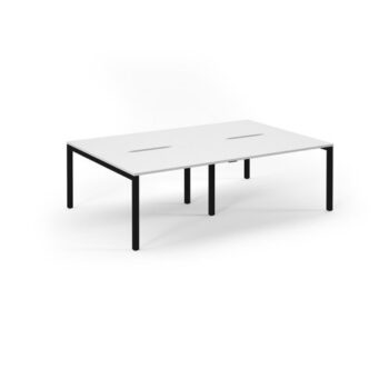 Connex double back to back desks 2400mm x 1600mm black frame white top - SCO2416-K-WH