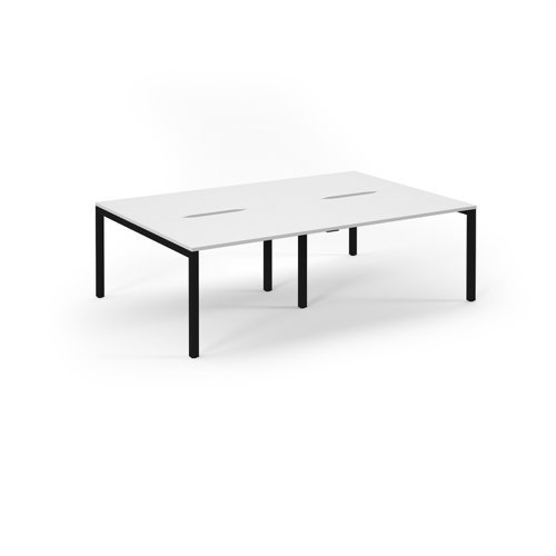 Connex double back to back desks 2400mm x 1600mm black frame white top - SCO2416-K-WH