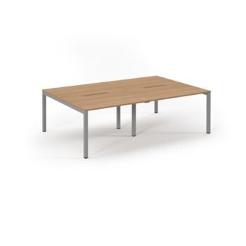Connex double back to back desks 2400mm x 1600mm silver frame beech top - SCO2416-S-B