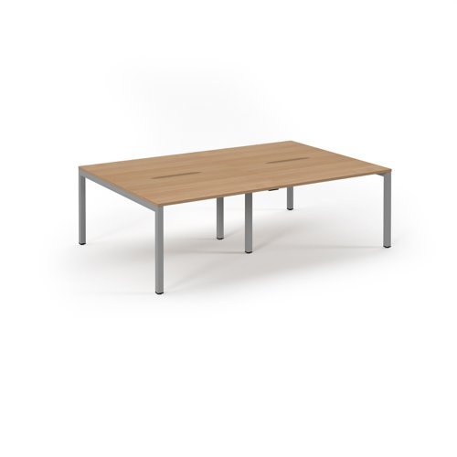 Connex double back to back desks 2400mm x 1600mm silver frame beech top - SCO2416-S-B