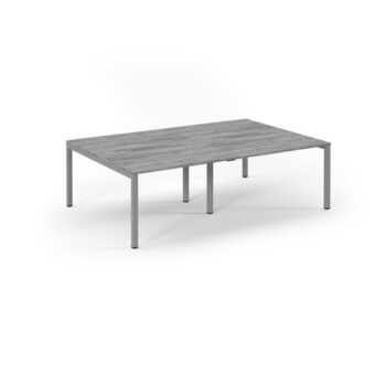 Connex double back to back desks 2400mm x 1600mm silver frame grey oak top - SCO2416-S-GO