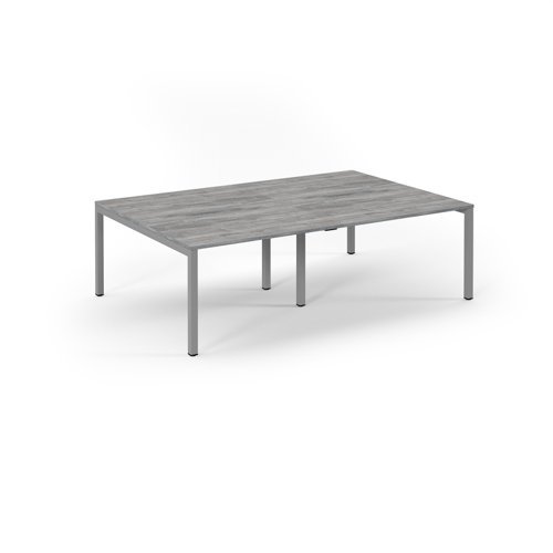 Connex double back to back desks 2400mm x 1600mm silver frame grey oak top - SCO2416-S-GO
