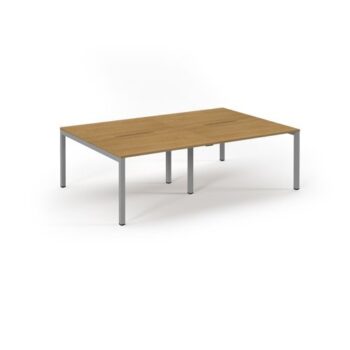 Connex double back to back desks 2400mm x 1600mm silver frame oak top - SCO2416-S-O