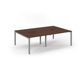 Connex double back to back desks 2400mm x 1600mm silver frame walnut top - SCO2416-S-W