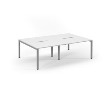 Connex double back to back desks 2400mm x 1600mm silver frame white top - SCO2416-S-WH